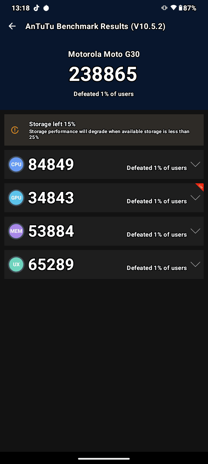 Motorola Moto G30 AnTuTu – 238,865