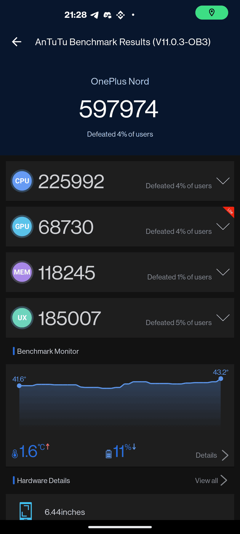 OnePlus Nord AnTuTu – 597,974