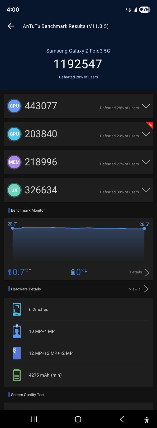 Samsung Galaxy Z Fold 3 5G AnTuTu – 1,192,547