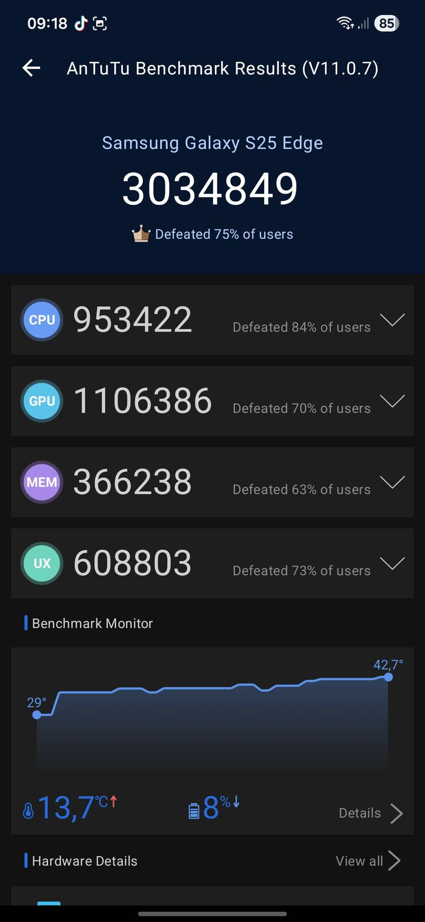 Samsung Galaxy S25 Edge AnTuTu – 3,034,849