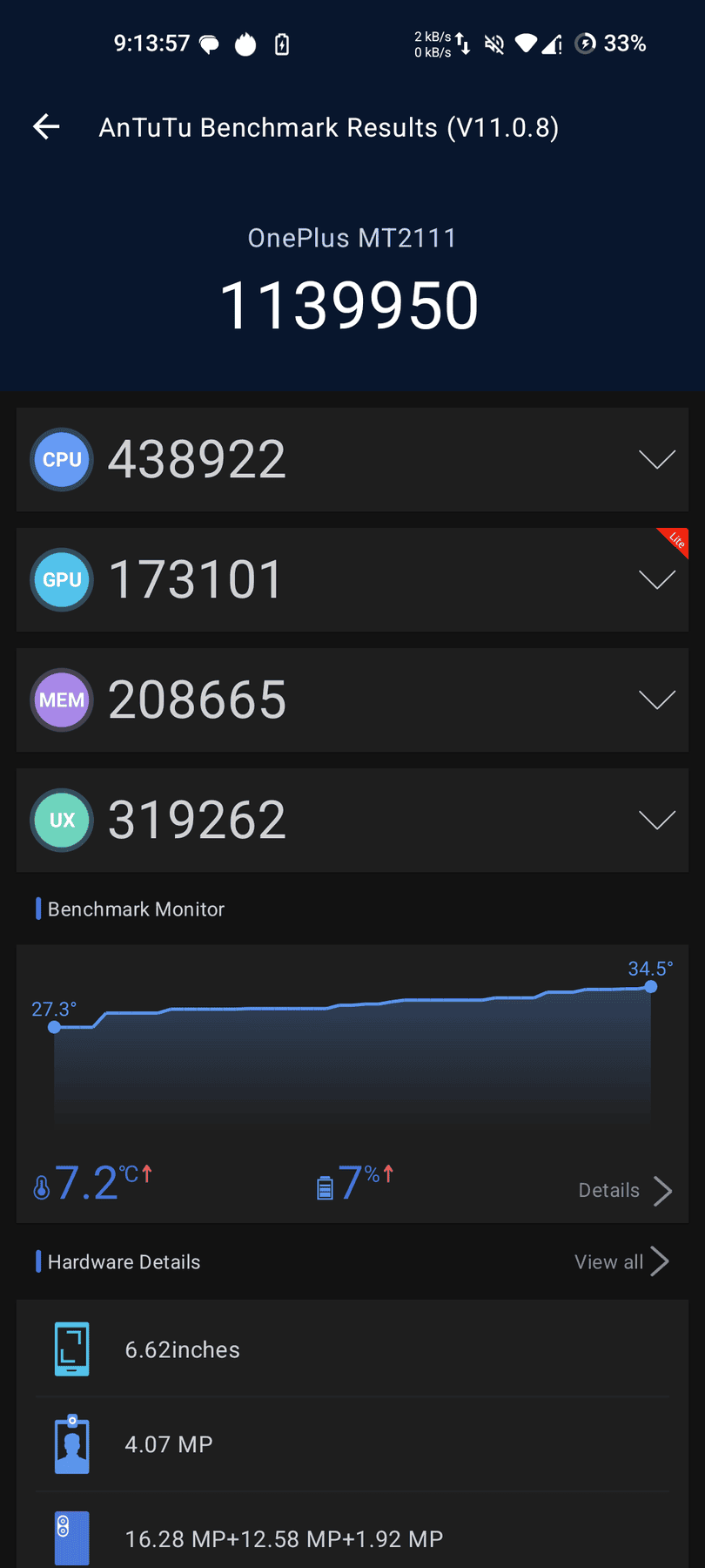 OnePlus 9RT AnTuTu – 1,139,950