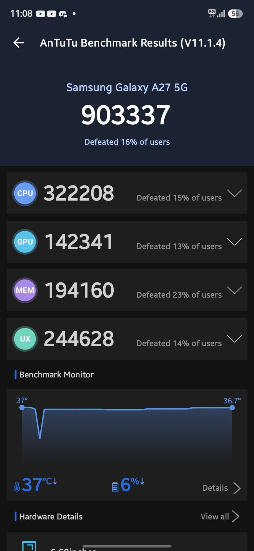 Samsung Galaxy A27 5G AnTuTu – 903,337